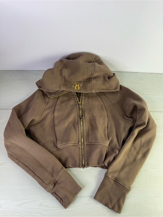 lululemon athletica Jackets & Blazers - Lululemon Scuba Full-Zip Cropped Hoodie taupetastic with gold hardware size 2